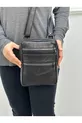 Sac bandoulière moyen en cuir véritable noir