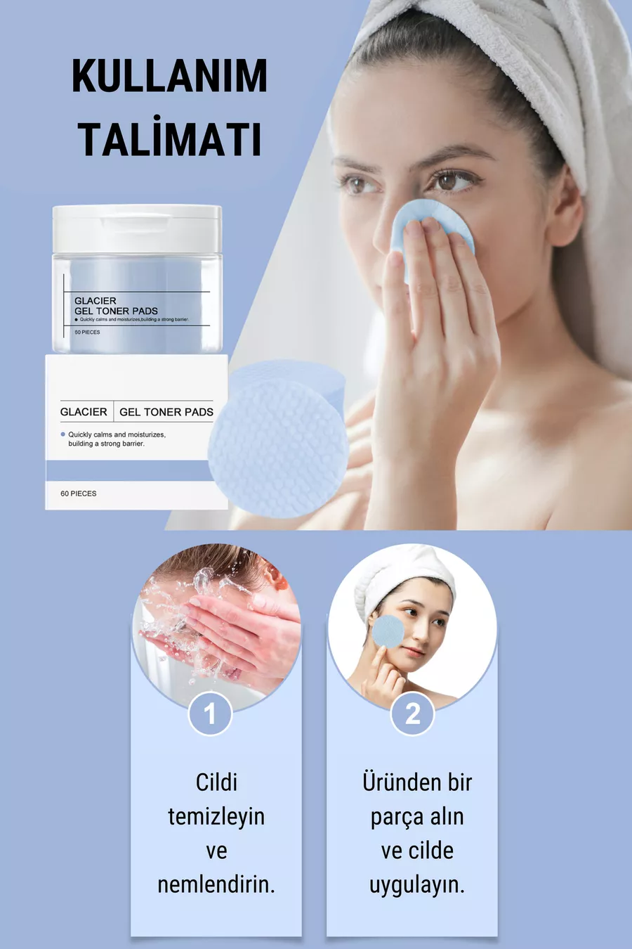 Kore Ice Gel Toner Tampon de Nettoyage du Visage Raffermissant Hydratant Anti-Âge - Panthénol Céramide