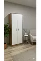 Armoire à vêtements avec 2 portes, étagères et penderie, pin Atlantique-Pierre de lune