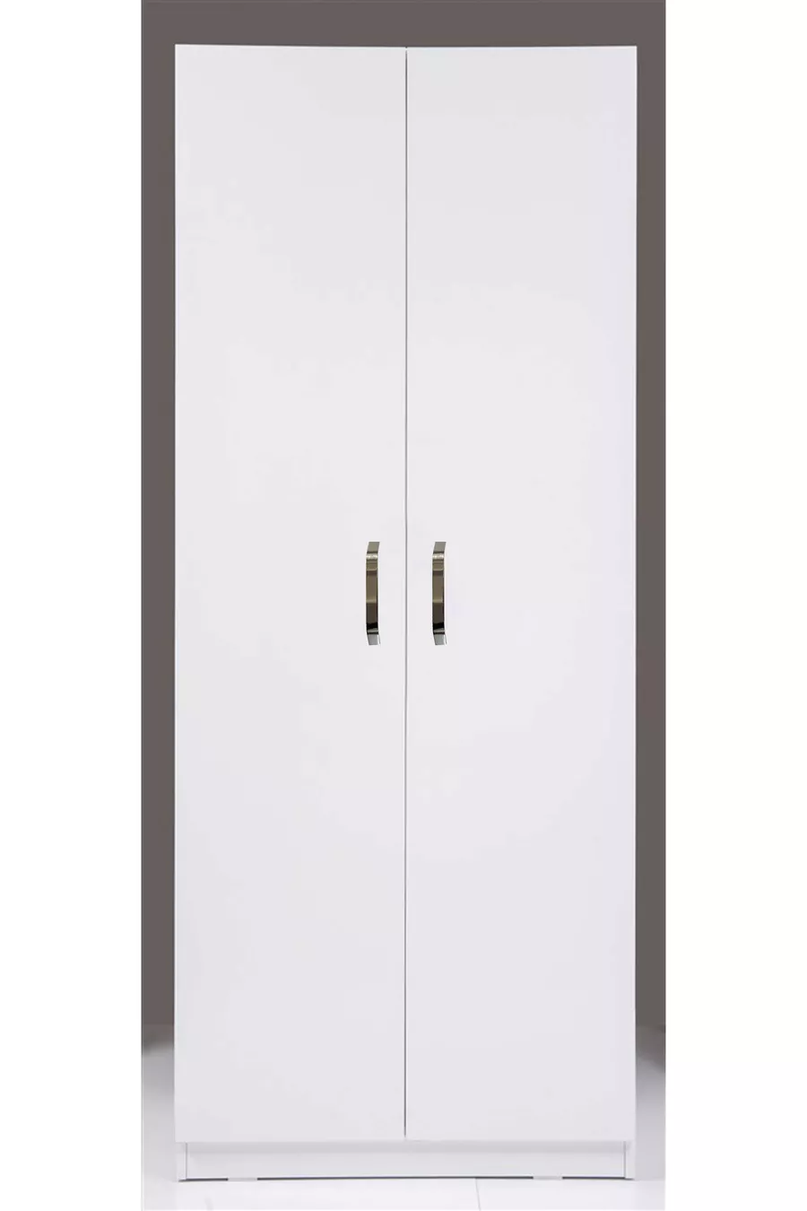 Plus  Stella Armoire à 2 Portes avec Étagères pour Couette et Lit - Blanc Brillant