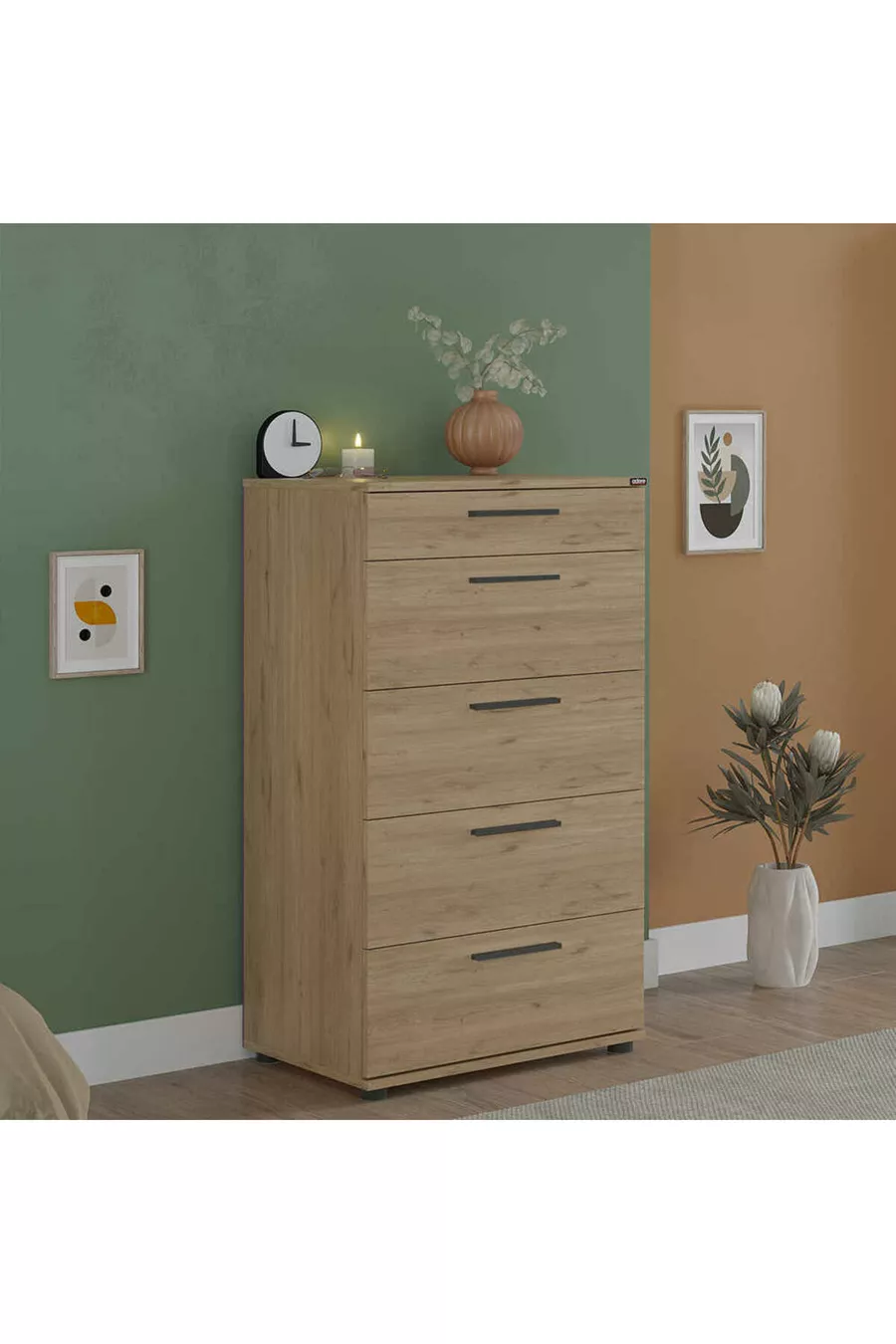 Commode Trendline 5 tiroirs - Chêne Florida cm