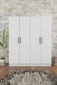 Armoire blanche  Milano à 4 portes avec  étagères et 2 penderies