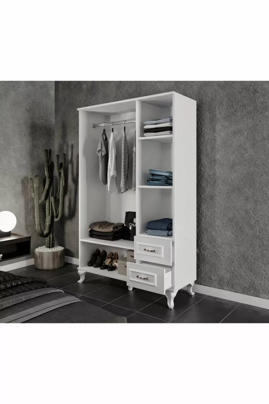 Armoire de campagne Kartopu à 3 portes et 2 tiroirs - MDF de première qualité