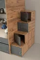 Lits superposés Émeraude / Pin-anthracite / Installation gratuite / 3 sections de lit avec escalier et placard / MDF à 100%