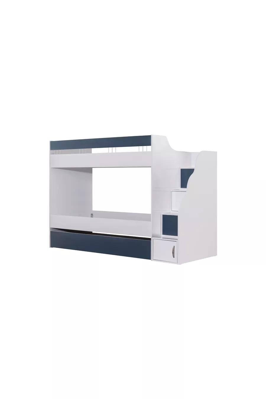 LIT SUPERPOSÉ, LIT SUPERPOSÉ BLANC ET BLEU AVEC PETIT MOTIF