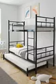 Lit superposé Koza avec tiroir, compatible pour 3 personnes, lit en métal noir