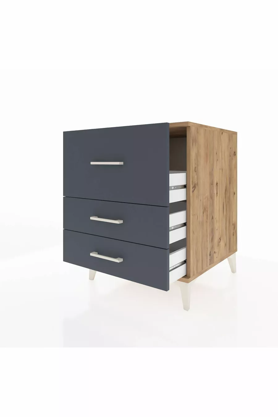 Chevet Kronos 3 tiroirs Pin-Anthracite