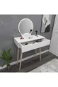 Table de maquillage avec miroir et tiroirs sur pieds en bois Siena, Blanc - Siena