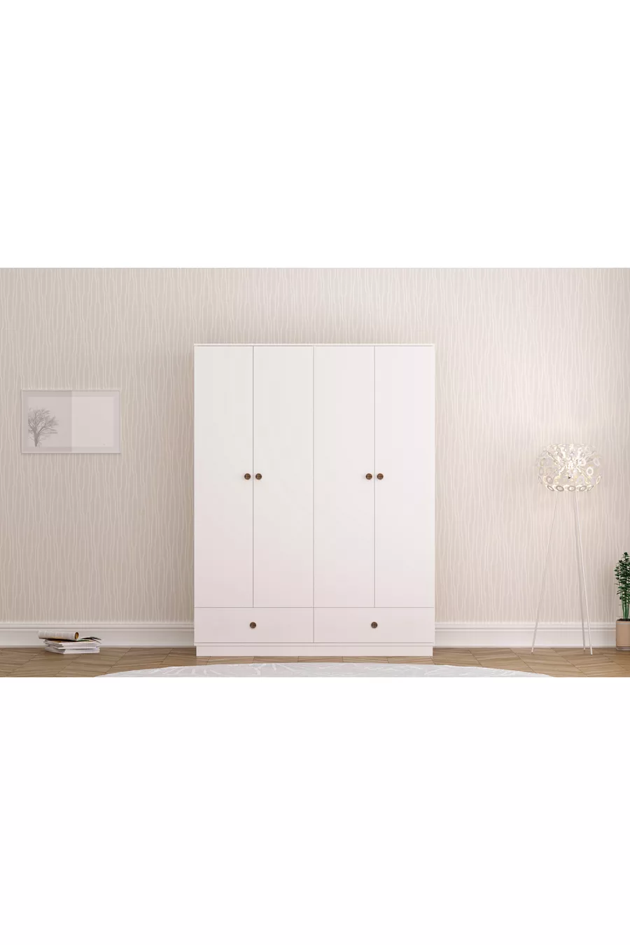 Armoire Elif Modern 4 portes 2 tiroirs