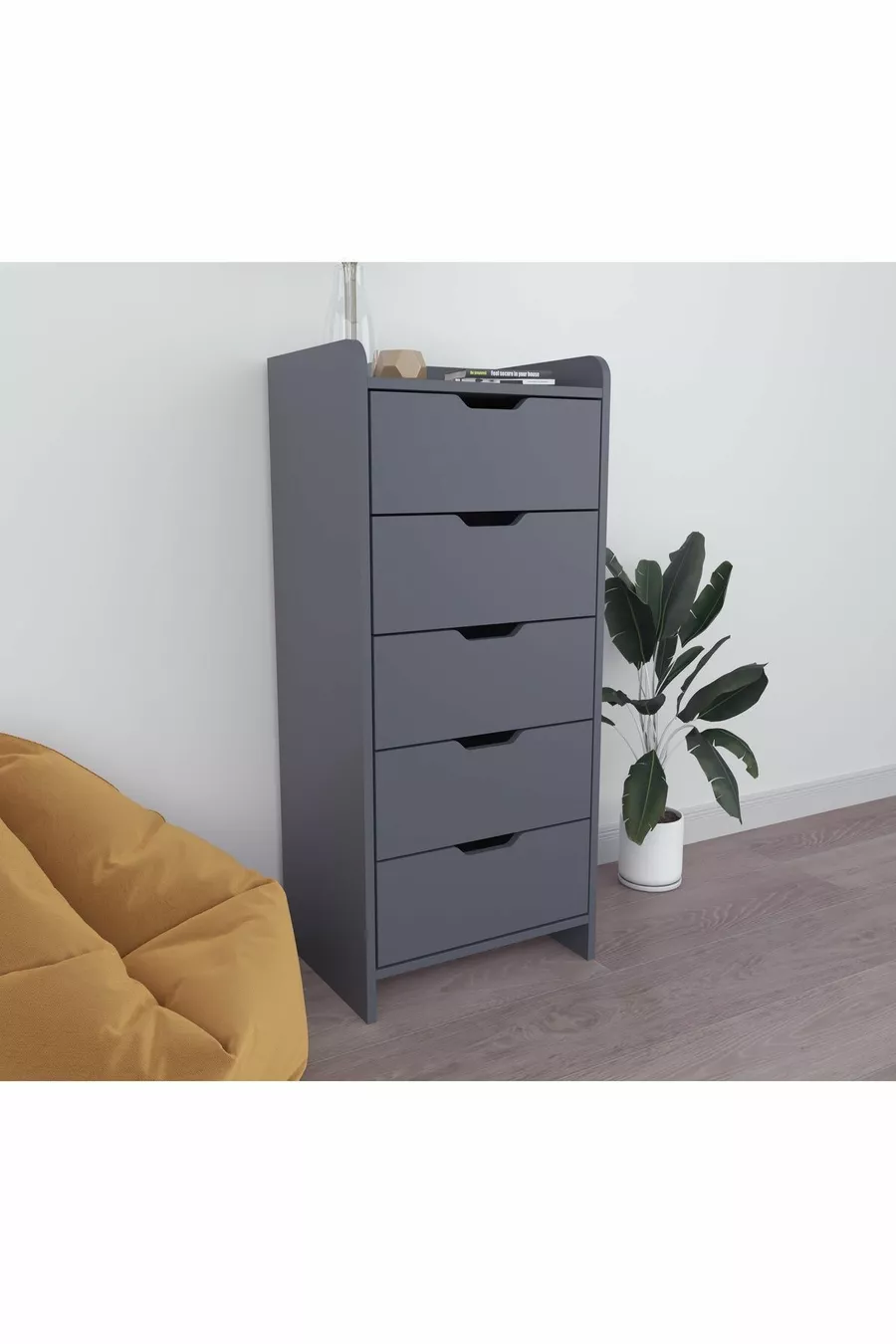 CHIFFONNIER LODOS 5 TIROIRS ANTHRACITE