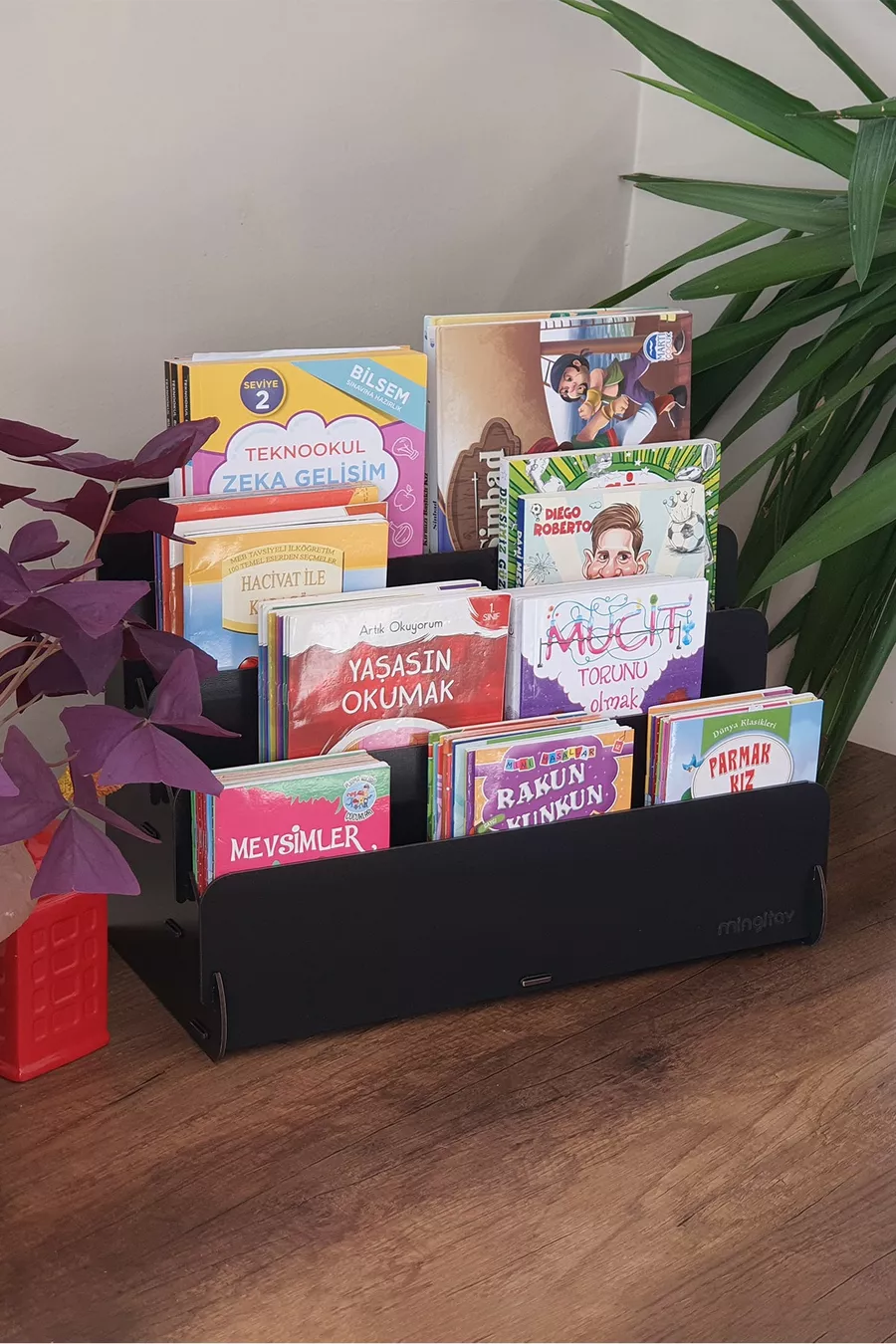 Mini Bibliothèque Montessori Lucky pour Enfants à 4 Étages en Bois, Bibliothèque pour Chambre d'Enfants, Mini Bibliothèque de Bureau