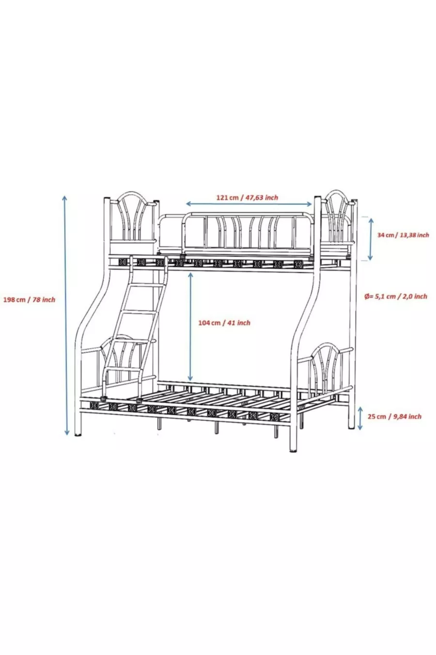 Chambre parentale pour 3 personnes Lit superposé en métal pour invités d'été * + *
