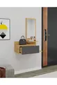 Console murale avec miroir et tiroirs Rozella, érable clair & anthracite - Rozella