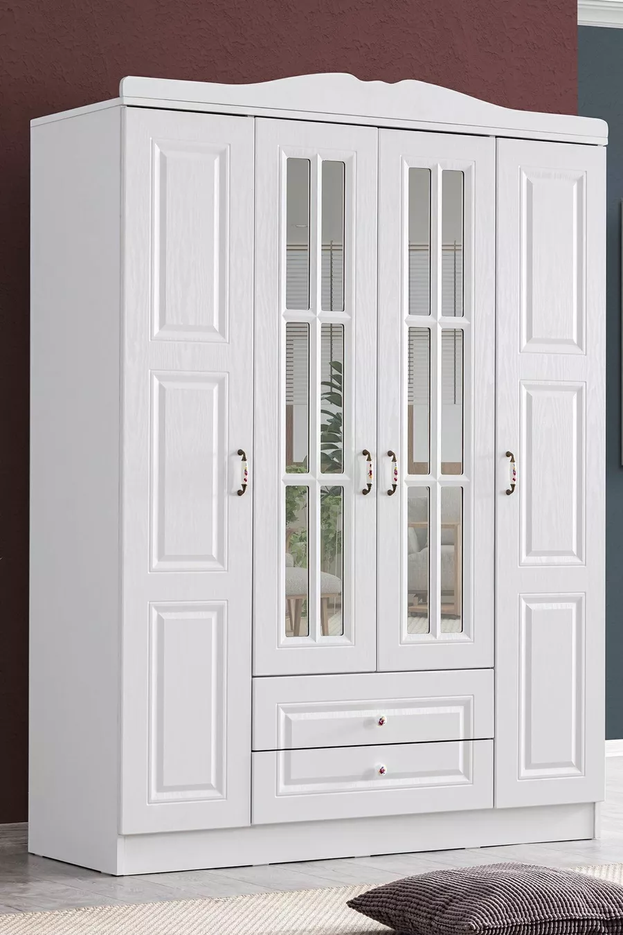 Armoire, armoire à 4 portes avec surface avant en MDF Country West