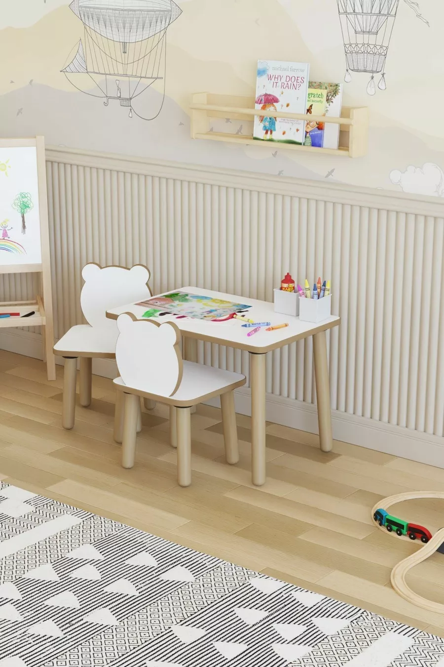 Table pour enfants effaçable à sec - table d'activité - ensemble de bureau pour enfants avec 2 chaises