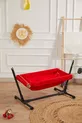 Berceau hamac pour poupée en bois avec support (Rouge)