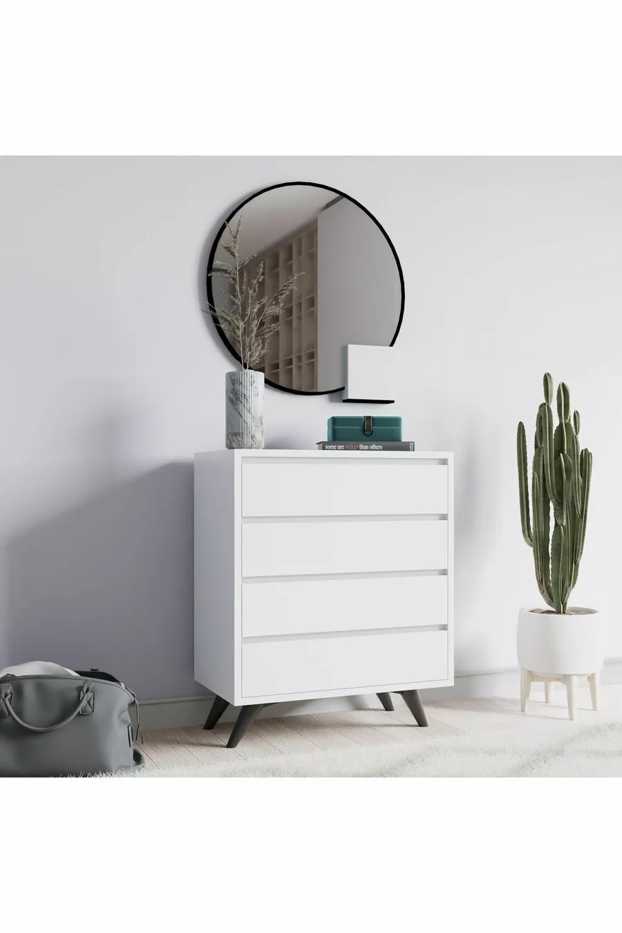 Commode Suvera à 4 tiroirs Blanc
