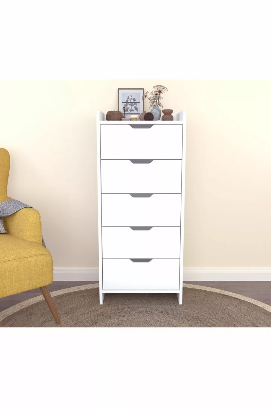 COMMODE BLANCHE LODOS À 5 TIROIRS