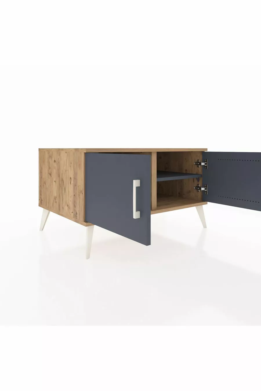 Commode Kronos 2 étagères 2 portes Pin-Anthracite