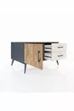 Commode Kronos à une étagère, 2 tiroirs et une porte, Anthracite-Sapin/Gris pierre