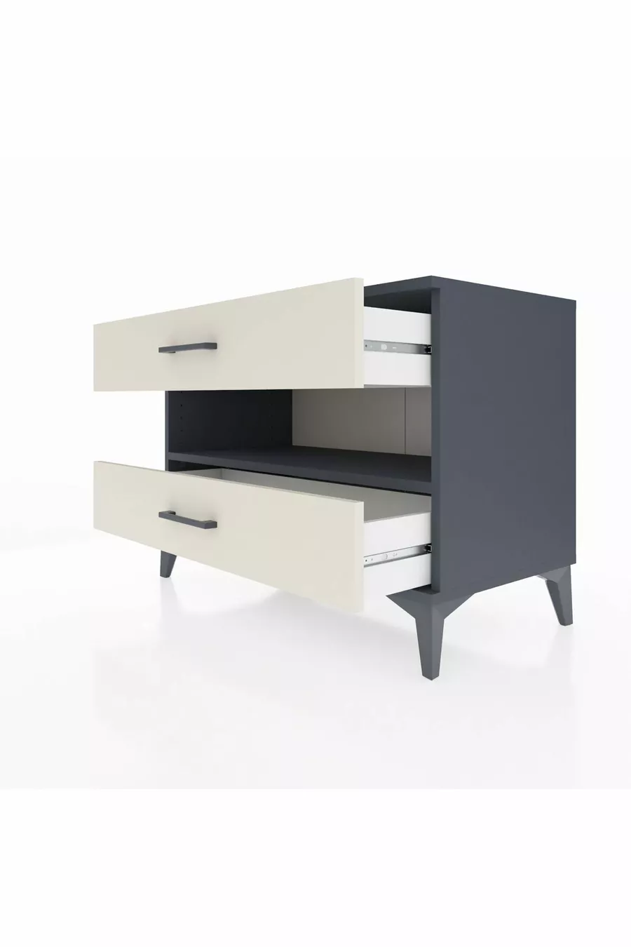 Commode Hyperion à une étagère et 2 tiroirs Anthracite-Pierre de Lune