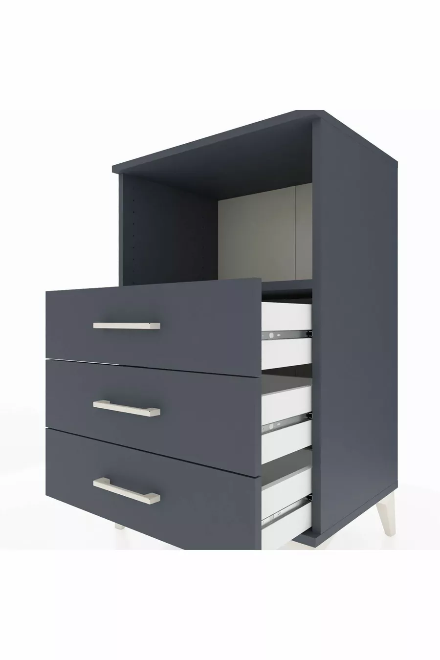 Chevet Hyperion à une étagère et trois tiroirs Anthracite-Anthracite