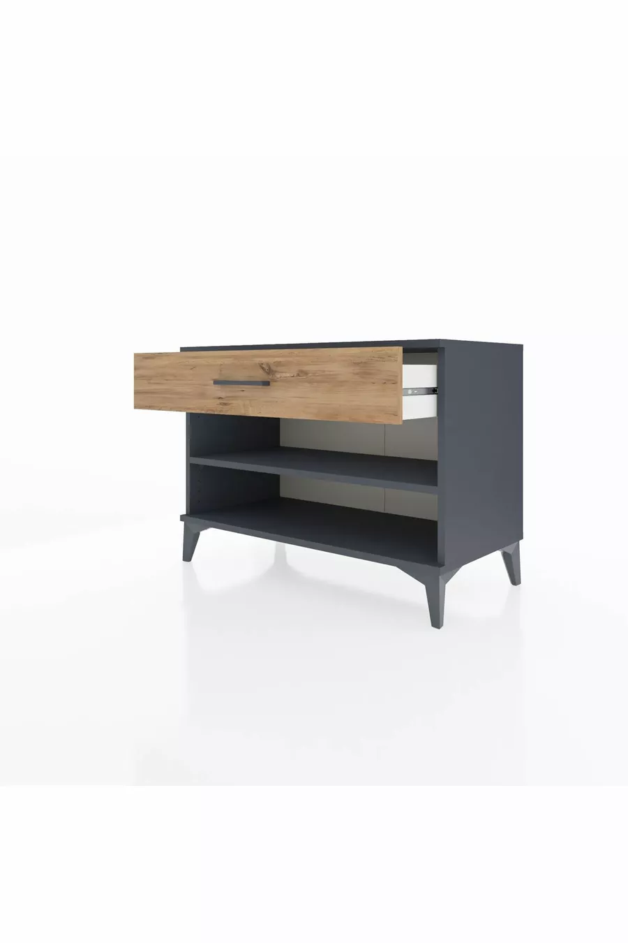 Commode Hyperion à une étagère et un tiroir, anthracite-pin