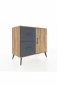 Commode Hyperion avec une seule étagère, 2 tiroirs et une porte, Pin-Pin/Anthracite