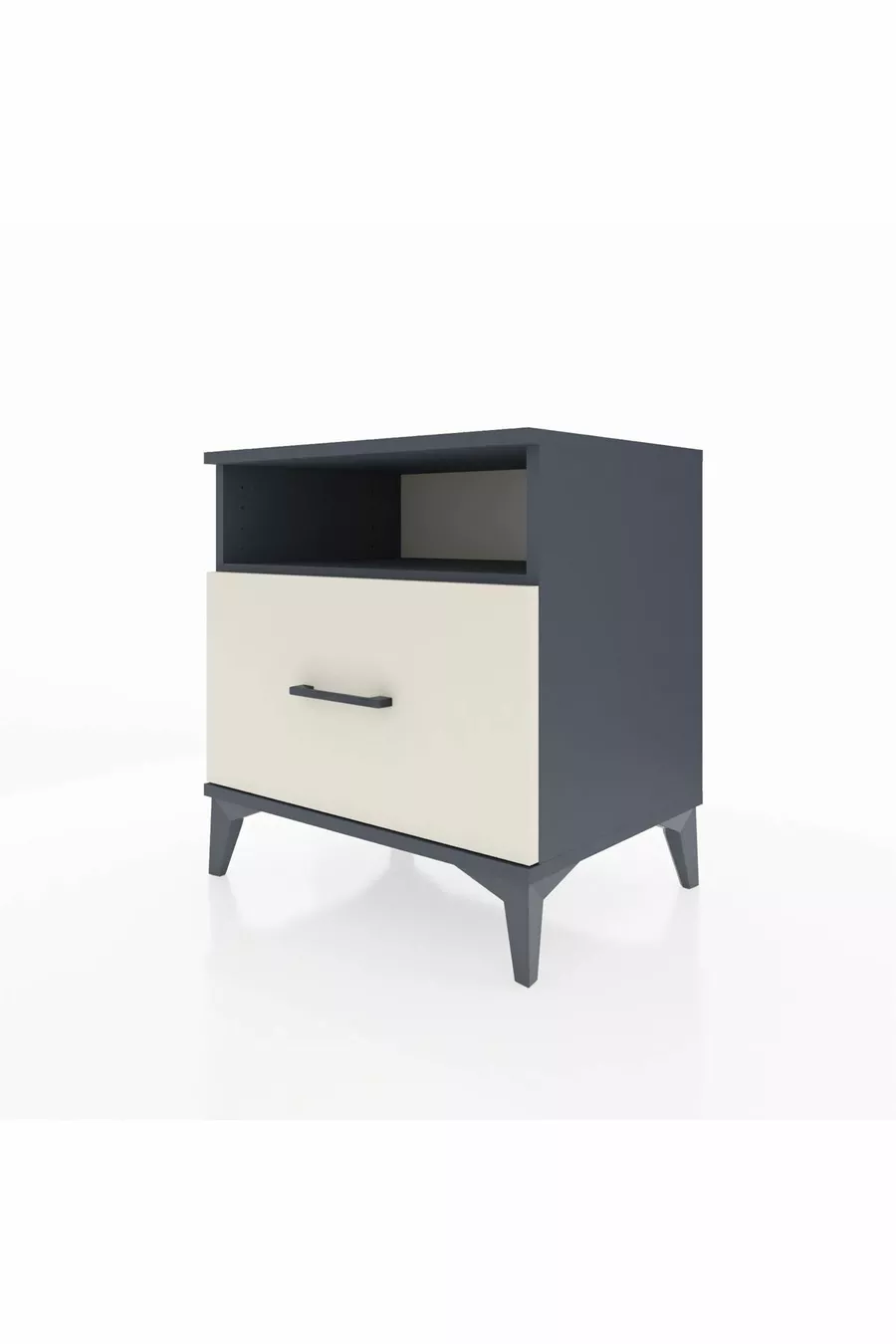 Table de chevet Hyperion avec une étagère et un tiroir, anthracite-ardoise