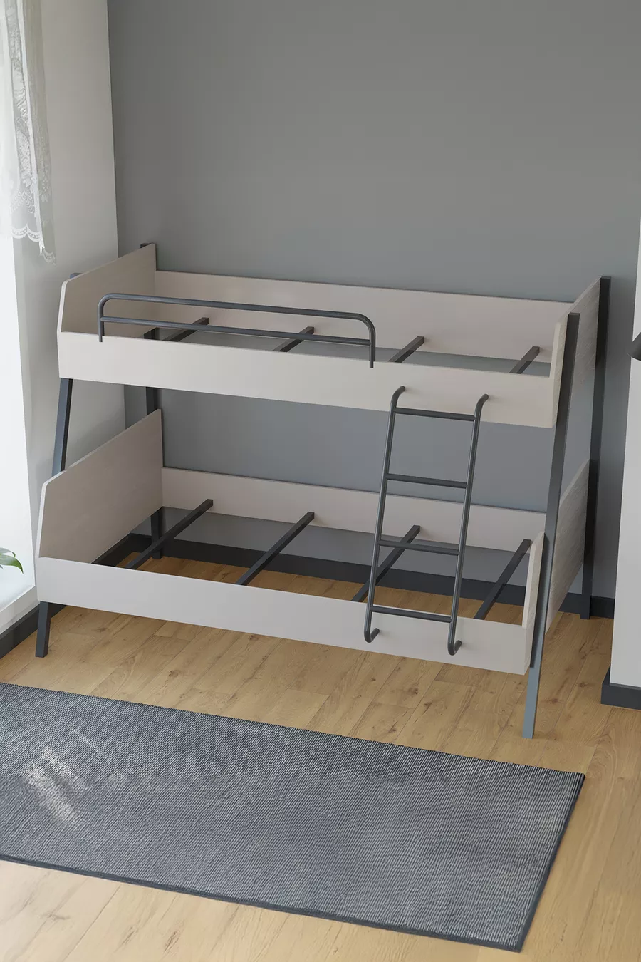 Lits superposés pour jeunes avec pieds en métal Cardi pour chambre d'enfant