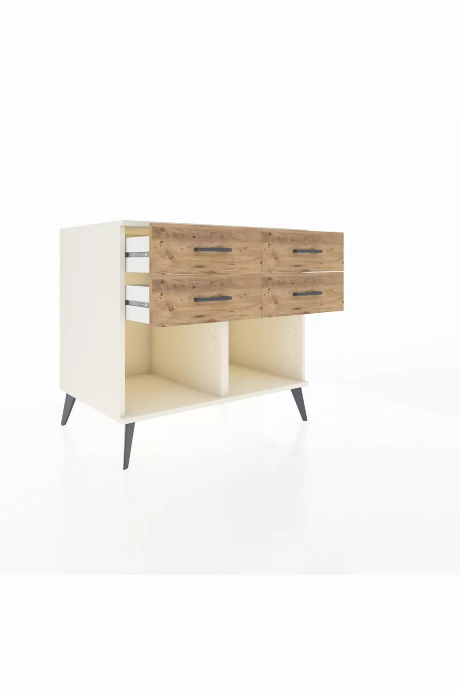 Commode Kronos 4 tiroirs Pierre de lune/Pin