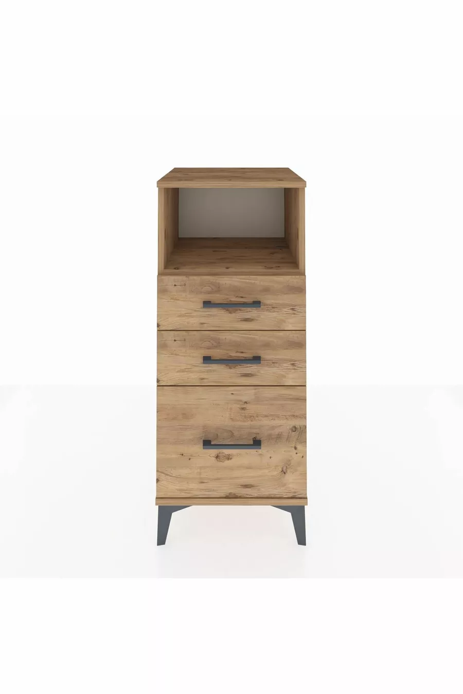 Table de chevet Hyperion avec une étagère et 3 tiroirs en pin