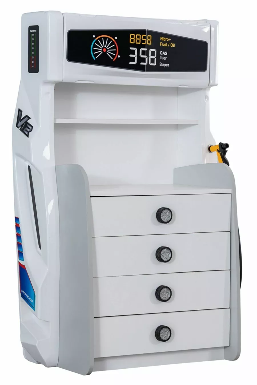 Chambre d'enfant - Lit avec voiture Mercedes et pare-vent - Armoire sportive à 3 portes - Commode