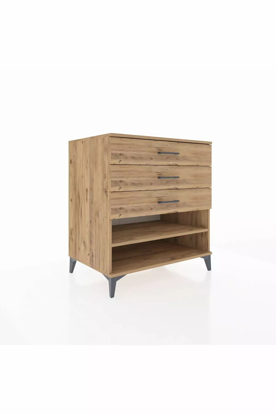 Commode Kronos à une étagère et 3 tiroirs en pin-pin