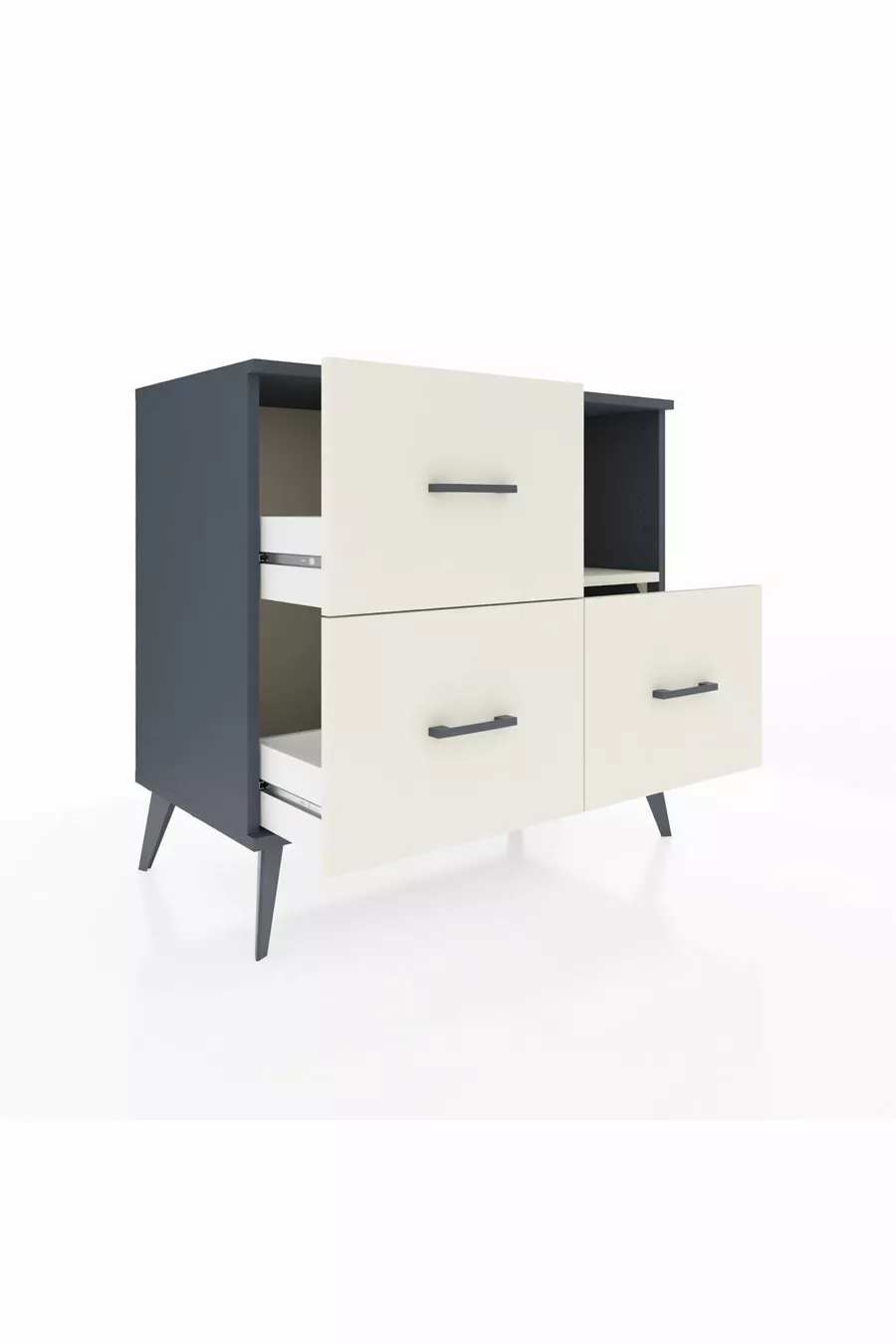 Commode Hyperion à une étagère et trois tiroirs Anthracite-Quartz
