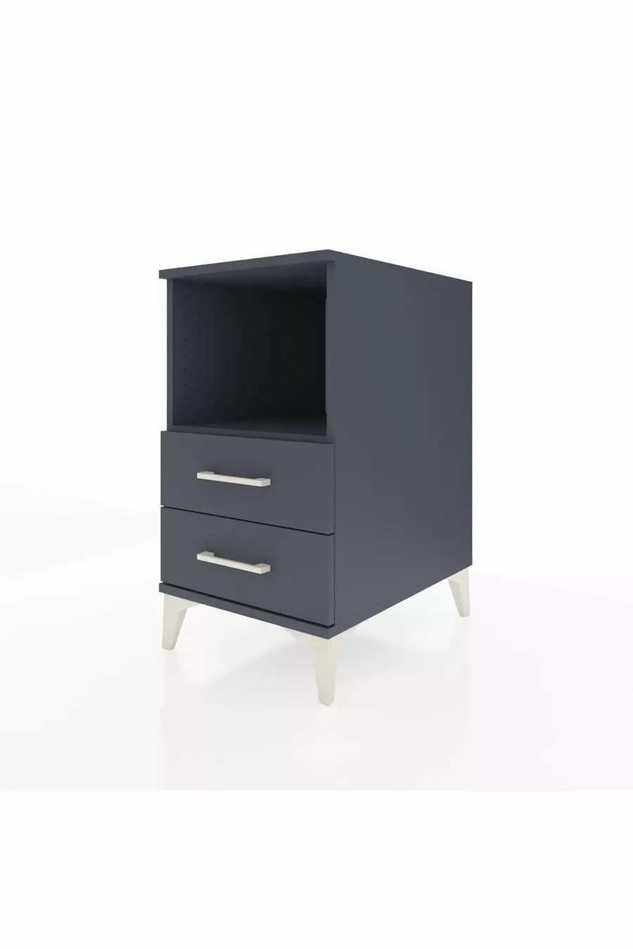 Table de chevet Kronos avec une étagère et 2 tiroirs Anthracite-Anthracite