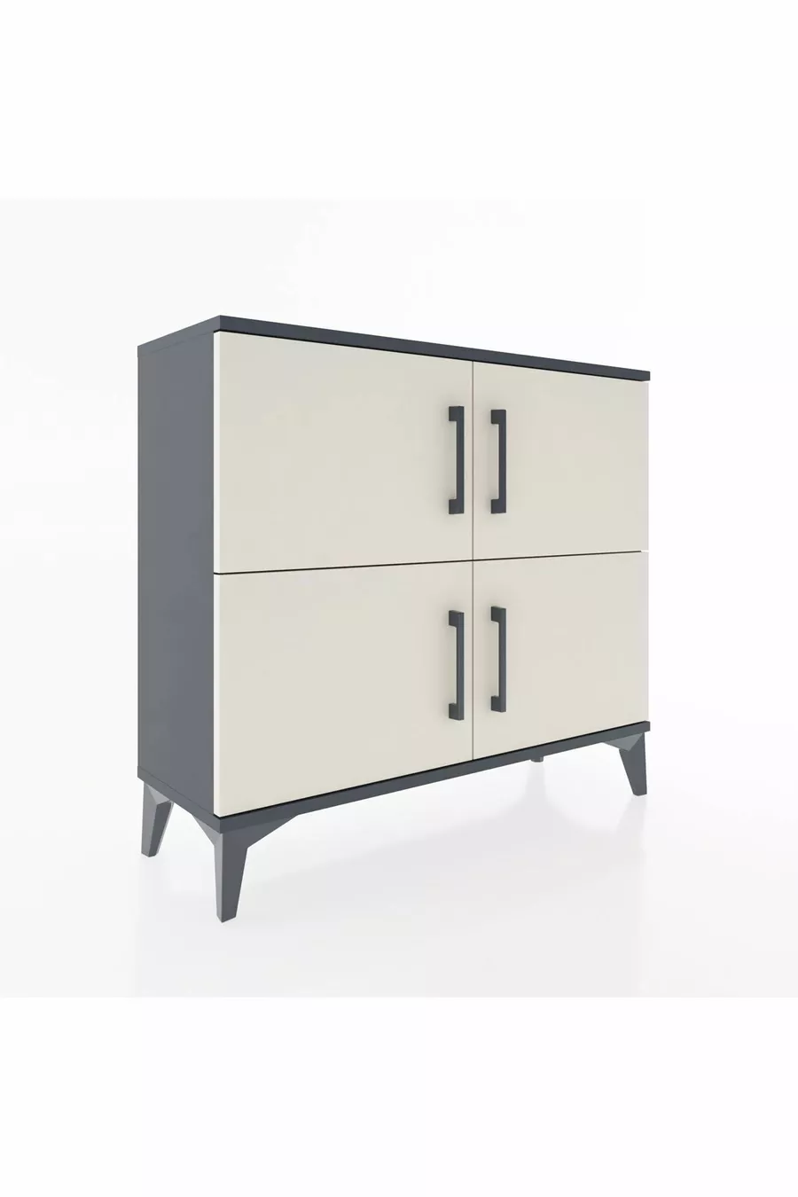 Commode Arges 3 étagères 4 portes Anthracite-Pierre de lune