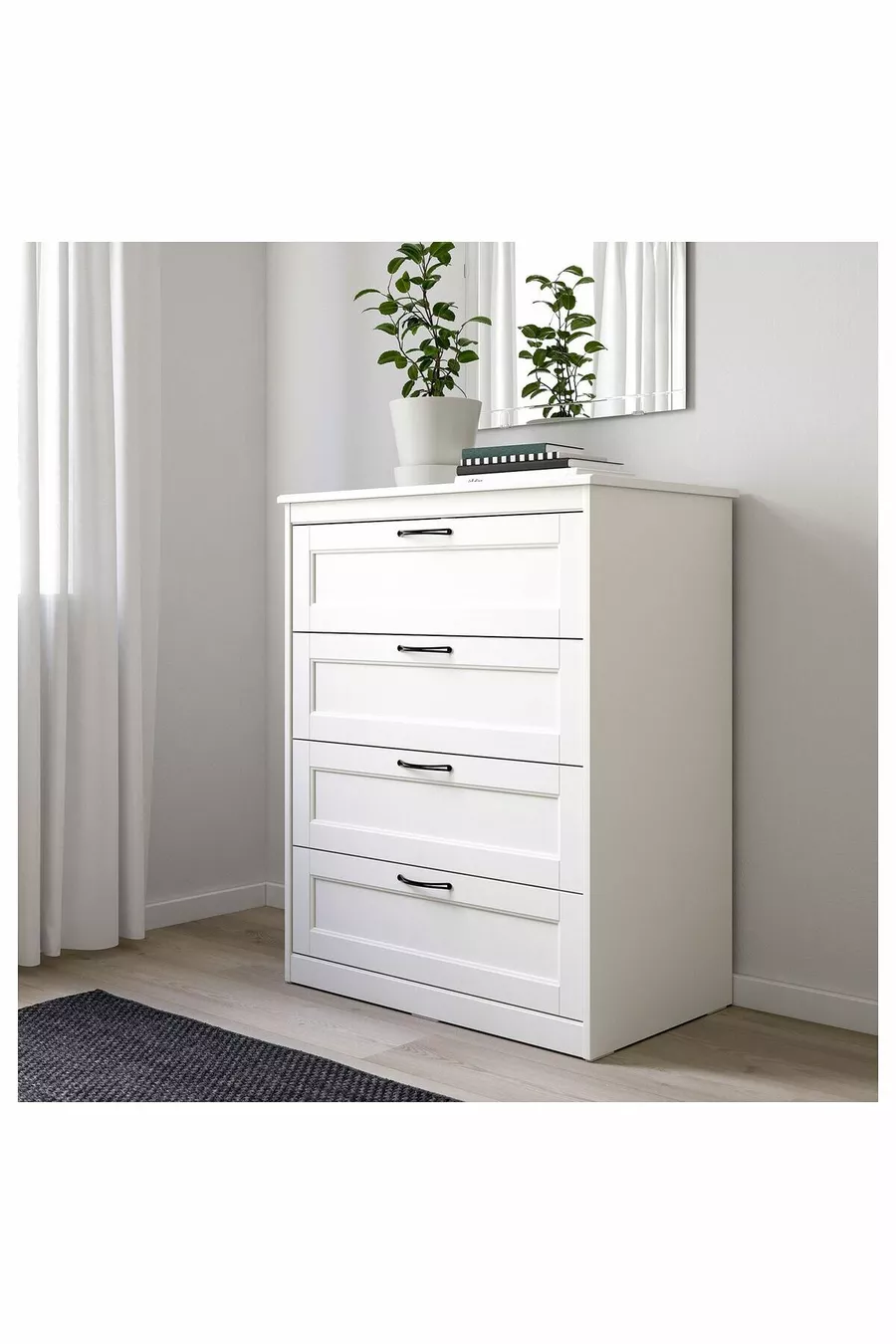 Commode à 4 tiroirs, blanche,  cm