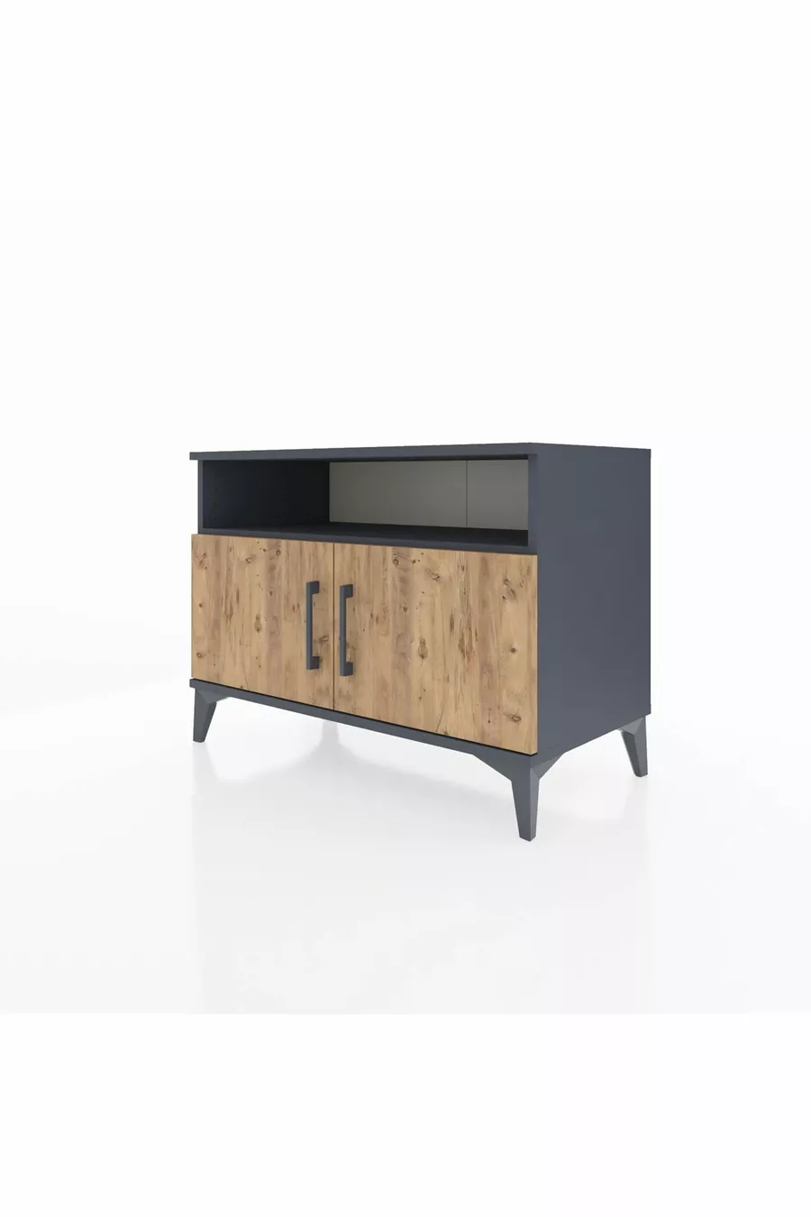 Commode Hyperion 2 étagères 2 portes Anthracite-Pin