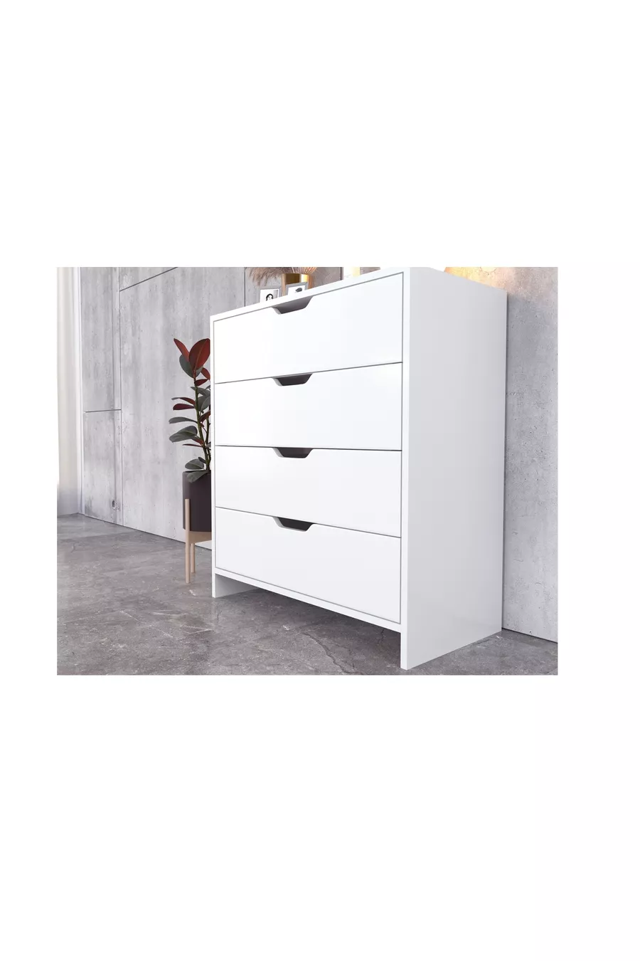 CHIFFONNIER EFES, 4 TIROIRS, BLANC