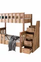 Lits superposés profil MDF, lit superposable Deluxe détachable - Noyer + 2 matelas Comfort