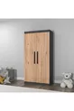 Chambre Jeune Akser Ensemble 4 pièces – Pin Atlantique Anthracite (Bureau, Lit, Armoire, Étagère Murale)