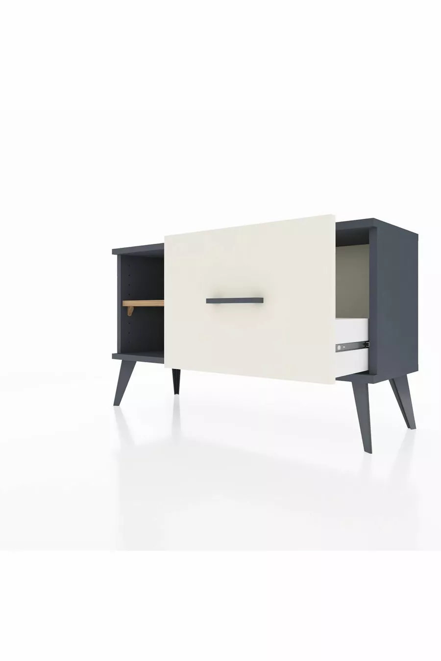 Commode Arges à une étagère et un tiroir Anthracite-Pin/Gris pierre