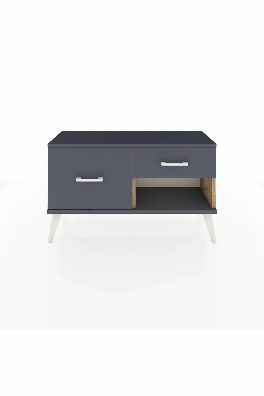 Commode Arges 2 tiroirs Pin-Anthracite