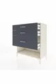 Commode Hyperion 3 tiroirs Pierre de lune-Anthracite