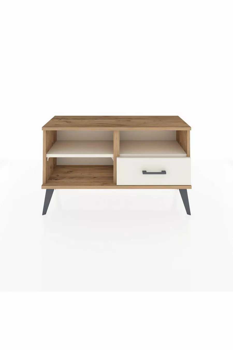 Commode Arges 2 étagères 1 tiroir Pin-Pierre de lune