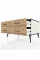 Commode Kronos 4 étagères Pierre de Lune-Anthracite/Pin