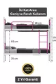 Lit superposé Koza Ranza compatible avec matelas, rose foncé, métal détachable
