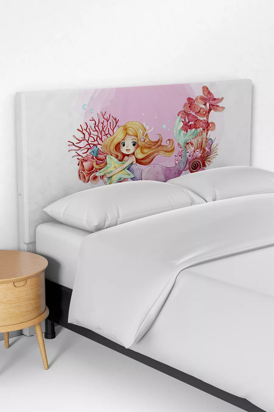 Housse de tête de lit pour enfants avec motif de sirène