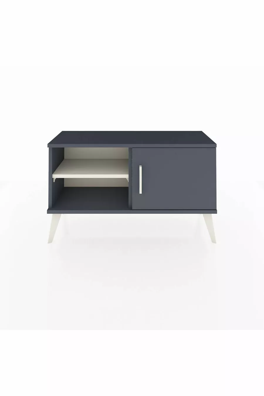 Commode Arges avec 2 étagères et une porte Anthracite-Anthracite/Marbre